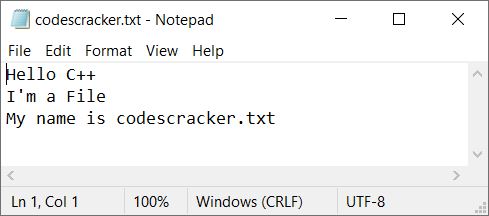 data written in file c++