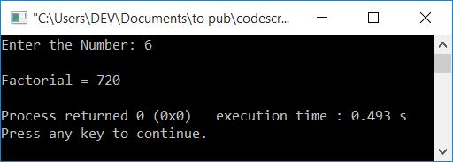 find factorial using function c++