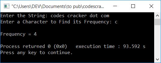 find frequency of character in string c++