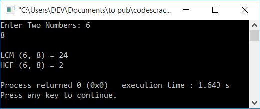 find lcm hcf using function