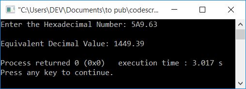 hexadecimal with decimal to decimal c++