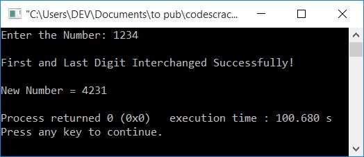 interchange digits of number c++