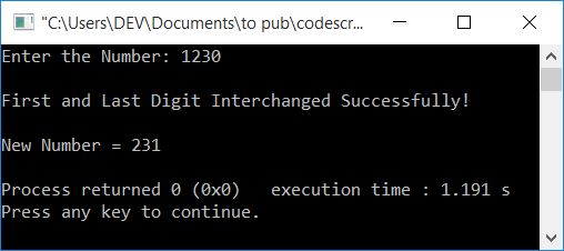 interchange digits of number program c++