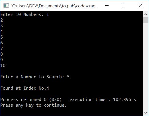 linear search c++