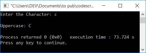 lowercase character to uppercase c++