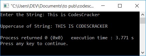 lowercase string to uppercase c++