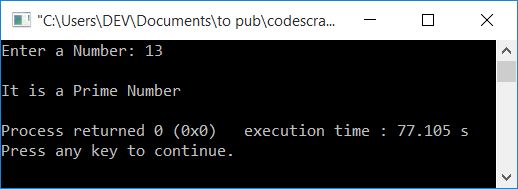 prime number program c++ programming