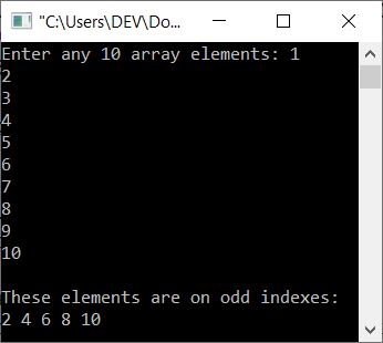 print elements on odd index c++