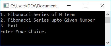 print fibonacci series in c++