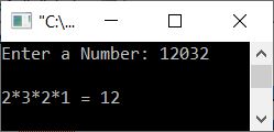 print product of digits of number c++