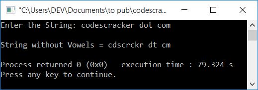 remove vowels from string c++