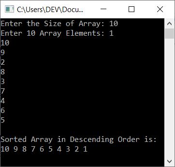 selection sort in descending order c++