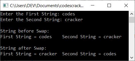 swap two strings c++