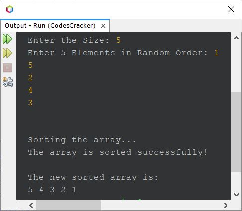 bubble sort in java descending order