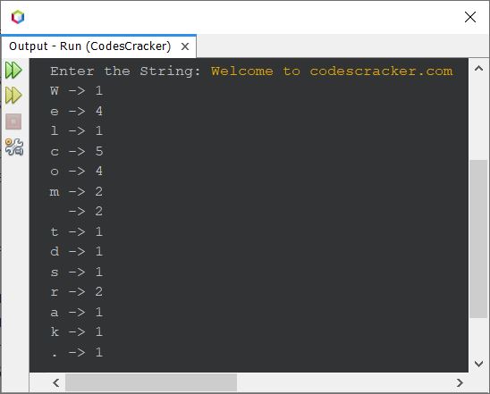 count occurrence of each character in string java