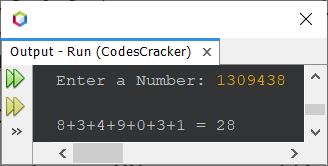 find sum of digits of number java