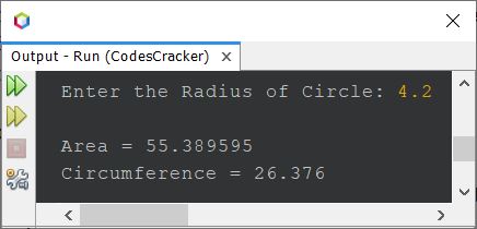 java calculate area circumference of circle