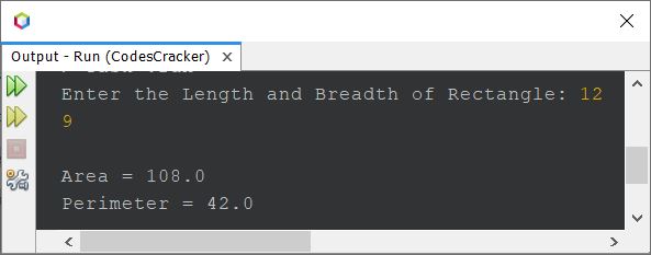 java calculate area perimeter of rectangle