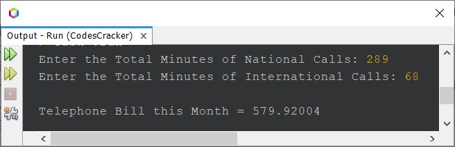 java calculate telephone bill