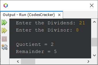 java compute quotient remainder