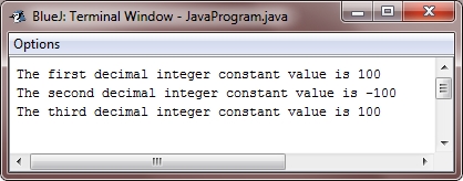 java constants literals