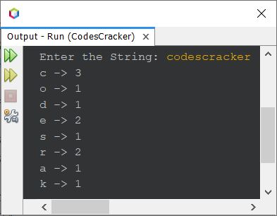 java count occurrence of each character in string