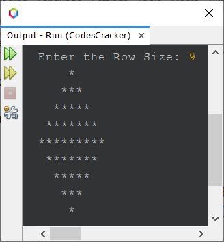 java diamond pattern of stars