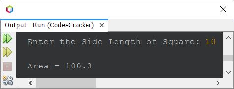 java find area of square