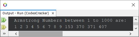 java find armstrong number between 1 to 1000