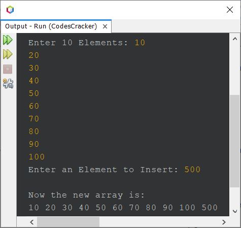 java insert element at end of array