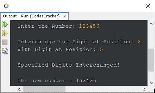 java interchange any two digit of number