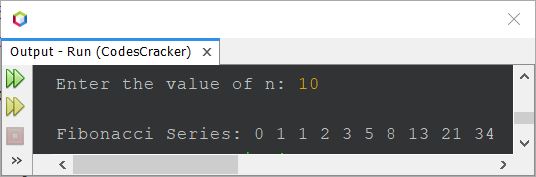 java print fibonacci series upto n