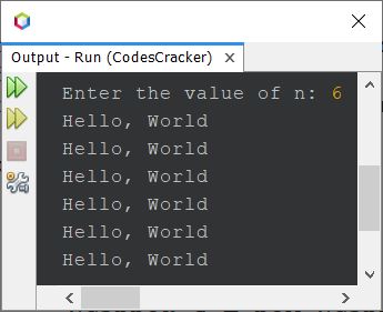 java print hello world n times