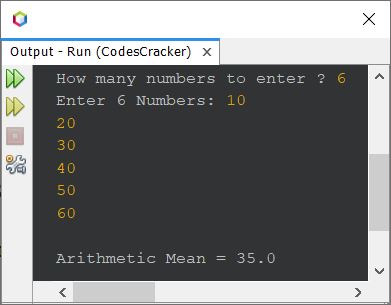 java program calculate arithmetic mean