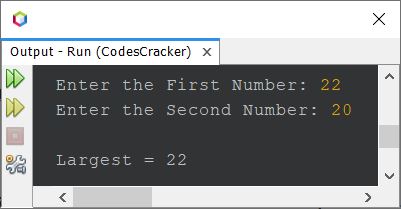 Java Program find largest in two numbers
