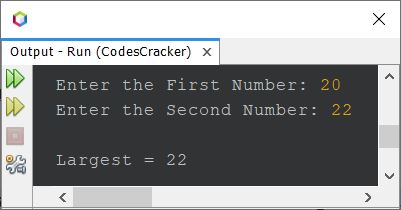 Java Program find largest of two numbers