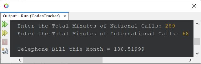 java program find monthly telephone bill