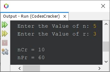 java program find ncr npr