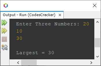 java program largest of three numbers