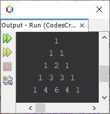 Java Program print pascal triangle