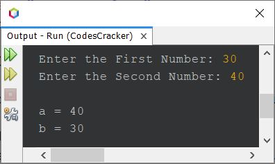 Java Program to swap two numbers