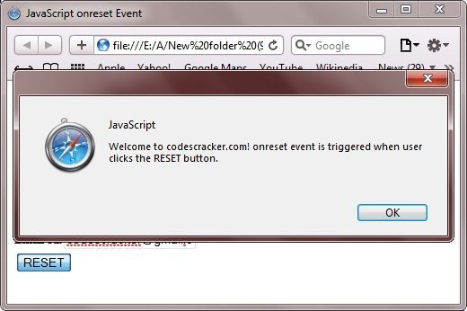 onreset event js