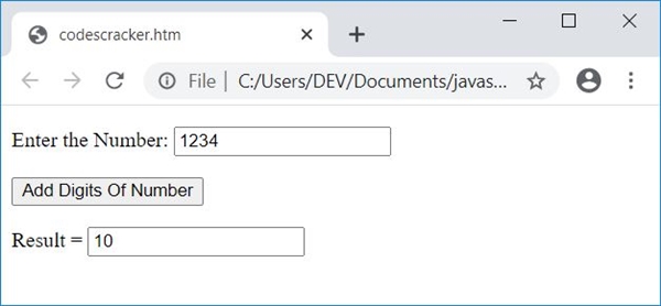 add digits of number javascript