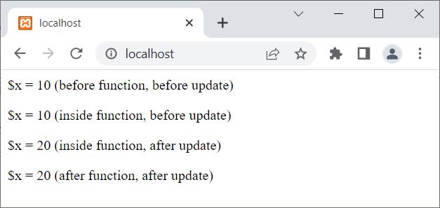 php globals array variable scope