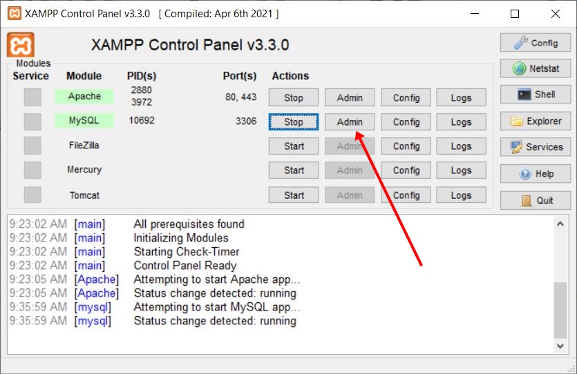 php mysql create database