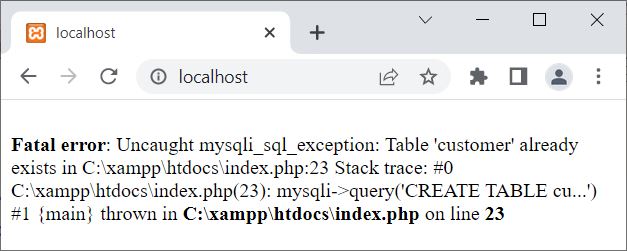 php mysql create table mysqli