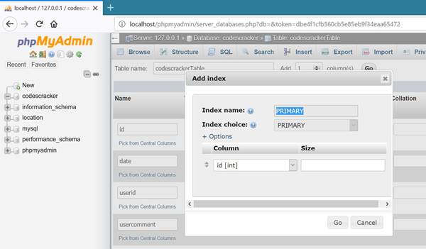 php mysql window after selecting primary