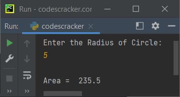 area of circle python