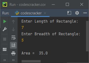 area of rectangle python