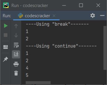 break vs continue example python